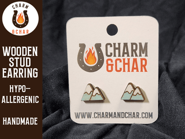 Mountains Wood Stud Earrings - Lifestyle Fashion Earring - Stud Earring - Charm and Char